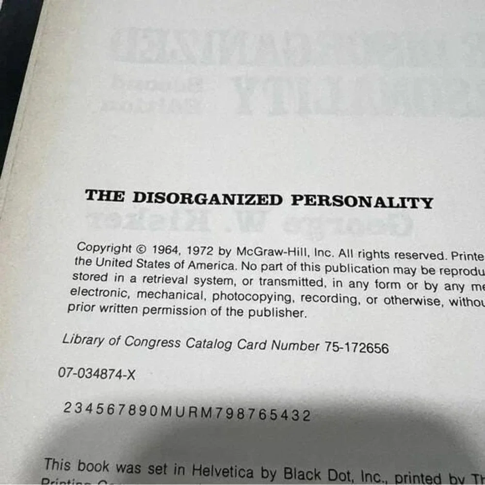 The Disorganized Personality 2nd Edition George W Kisker Vintage Textbook 1972